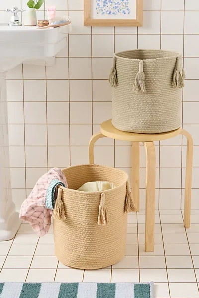 Lorena Canals Mara Braided Storage Basket In Honey At Urban Outfitters In Multi