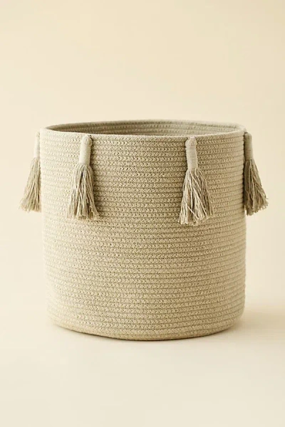 Lorena Canals Mara Braided Storage Basket In Light Green At Urban Outfitters In Neutral