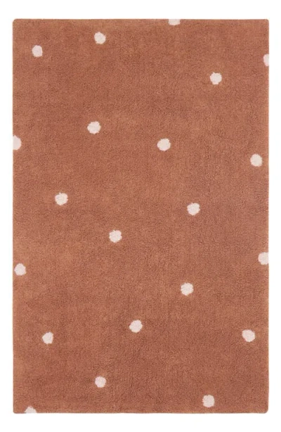 Lorena Canals Mini Polka Dot Washable Cotton Blend Rug In Brown