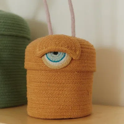 Lorena Canals Mom, I Want To Be An Astronaut Basket Alien Ploot 1' X 7" X 6" In Orange