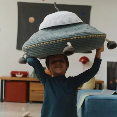 Lorena Canals Mom, I Want To Be An Astronaut Basket Ufo 1' 4” X 2' X 2' In Green