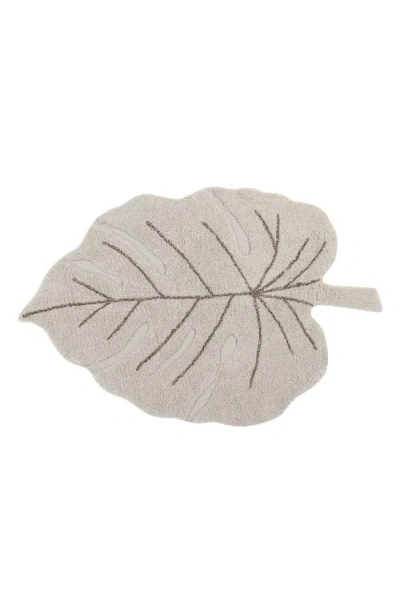 Lorena Canals Monstera Leaf Washable Area Rug In Gray