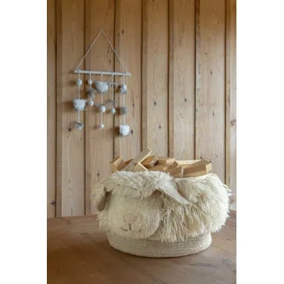 Lorena Canals Pink Nose Sheep Fabric Basket In Neutral