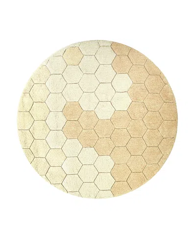 Lorena Canals Planet B Washable Round Honeycomb Round Area Rug, 4'7 X 4'7 In Golden