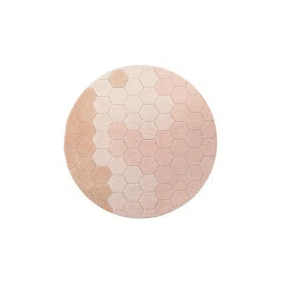 Lorena Canals Planet Bee Round Geometric Hand Woven Cotton Rug In Pink