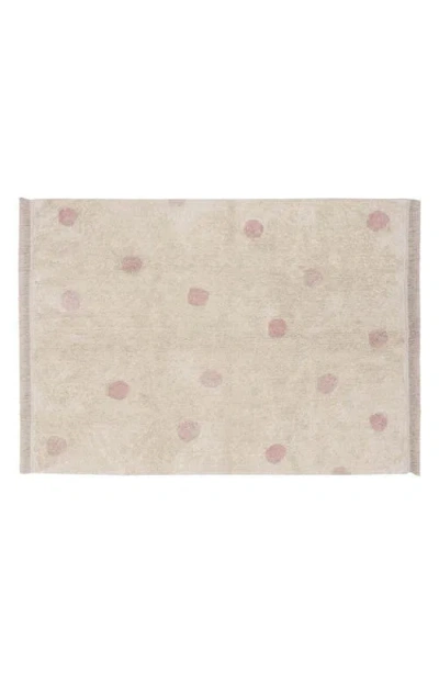 Lorena Canals Polka Dot Fringe Trim Washable Cotton Blend Rug In Neutral