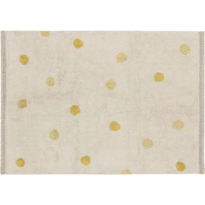Lorena Canals Polka Dot Fringe Trim Washable Cotton Blend Rug In Neutral