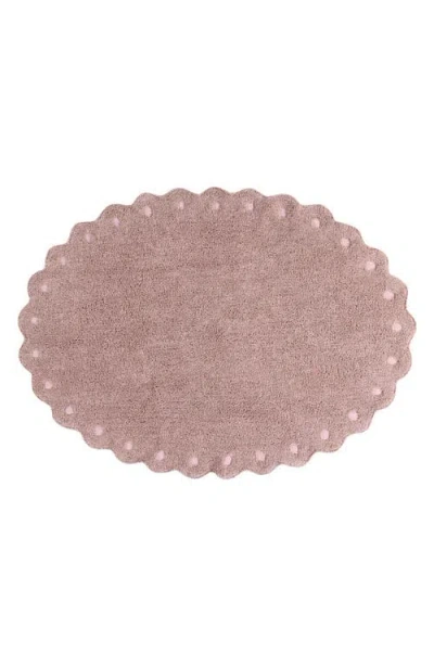 Lorena Canals Polka Dot Washable Cotton Blend Round Rug In Pink