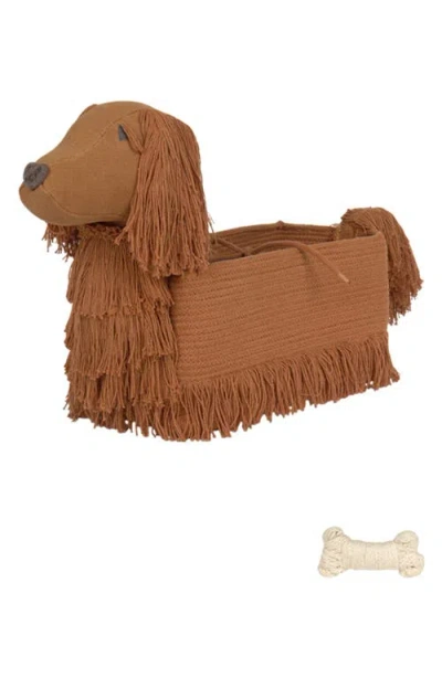 Lorena Canals Kids'  Poppy Puppy Basket In Brown