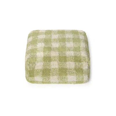 Lorena Canals Pouf Vichy In Matcha/natural