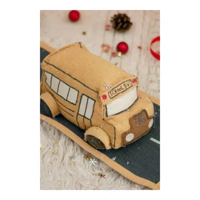 Lorena Canals Ride & Roll Toy School Bus Set In Neutral