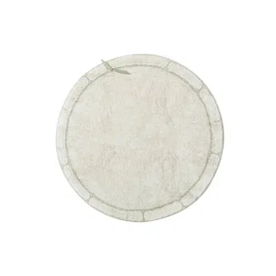 Lorena Canals Round Hand Tufted 3'11.25" X 3'11.25" Cotton/bamboo Slat / Seagrass Area Rug In Natural/ivory/olive In Neutral