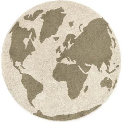 Lorena Canals Kids'  Rugcycled World Map Washable Cotton Blend Rug In Neutral