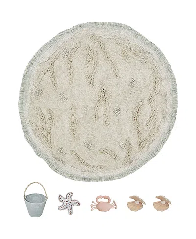 LORENA CANALS SEA WONDERS WASHABLE PLAY ISLAND ROUND AREA RUG, 4' X 4'