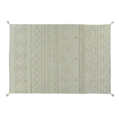 Lorena Canals Solid Color Handmade Tufted Cotton Area Rug In Olive/ Soil Brown In Green