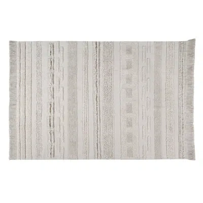 Lorena Canals Solid Color Handmade Tufted Rectangle 5'7" X 8' Cotton Area Rug In Natural In Gray