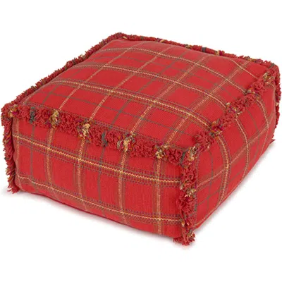 Lorena Canals Kids'  Tartan Fringe Trim Pouf In Red