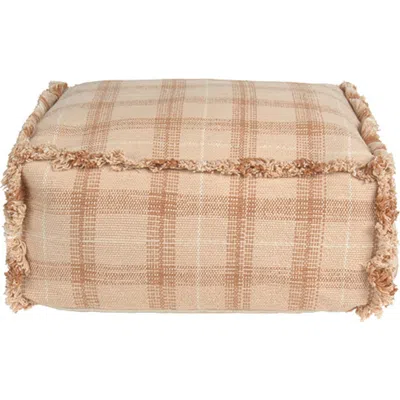 Lorena Canals Kids'  Tartan Fringe Trim Pouf In Pink