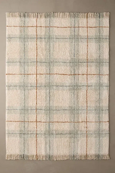 Lorena Canals Tartan Vintage Style Washable Rug In Blue At Urban Outfitters In Neutral