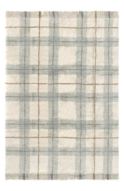 Lorena Canals Tartan Washable Cotton Blend Area Rug In White