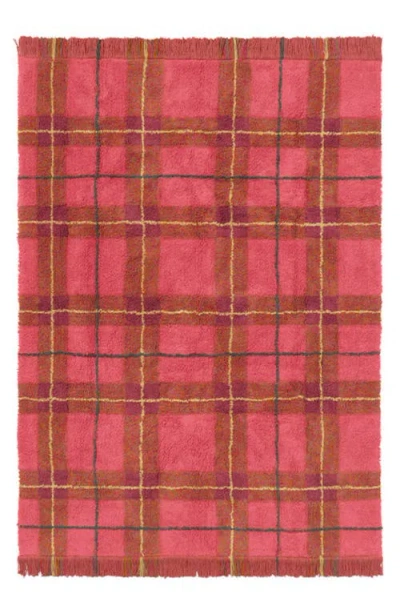 Lorena Canals Tartan Washable Cotton Blend Area Rug In Red