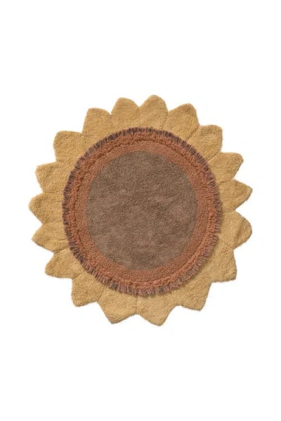 Lorena Canals Washable Rug Flowers In Honey/dk Grey/chestnut
