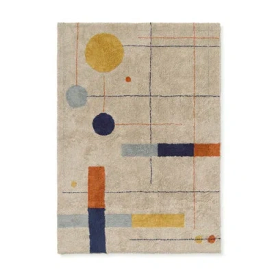 Lorena Canals Washable Rug Geometrical Shapes In Blue/orange/honey