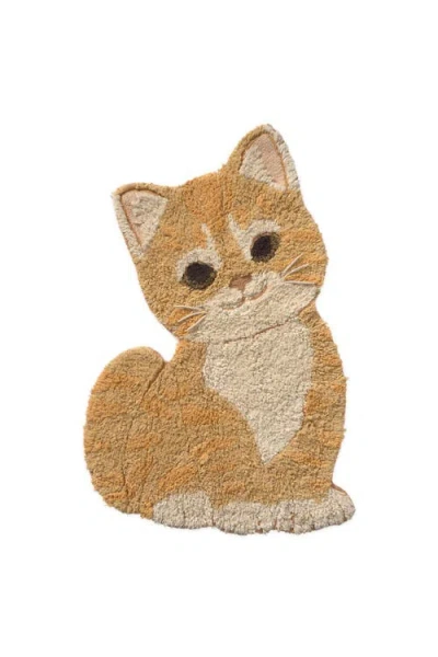 Lorena Canals Washable Rug Ginger The Cat In Brown/chestnut/rose