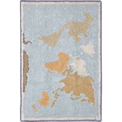 Lorena Canals Washable Rug Mini Worldmap In Blue