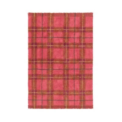 Lorena Canals Washable Rug Tartan In Pink