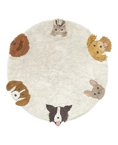 Lorena Canals Wouf Wouf Washable Rug Dogs 4'7x4'7 Round Area Rug In Multi