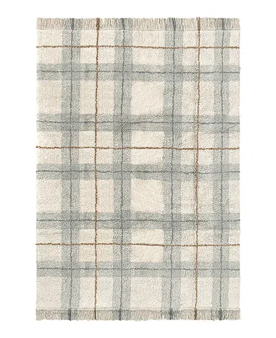 Lorena Canals Wouf Wouf Washable Rug Tartan Blue Sage 4'7x6'3 Area Rug In Brown