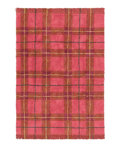 Lorena Canals Wouf Wouf Washable Rug Tartan Vintage Red 4'7x6'3 Area Rug