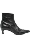 Lorena Paggi 50mm Pleated Pointed-toe Ankle Boots In Black