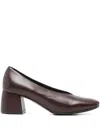 Lorena Paggi Block-heel Leather Pumps In Brown
