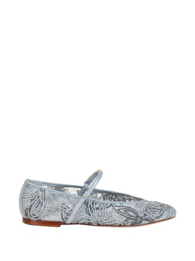 Lorena Paggi Floral-lace Ballet Flats In Blue
