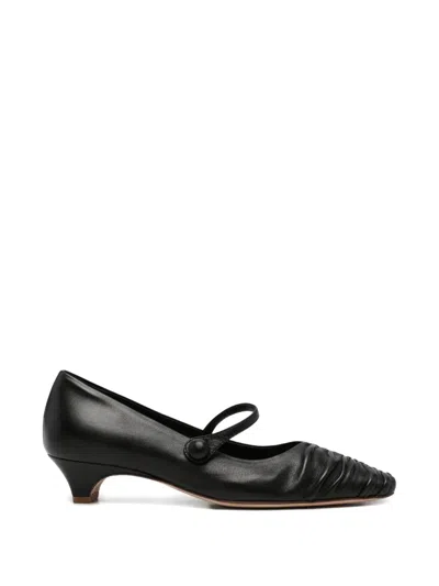 Lorena Paggi Ruched Strap Leather Pumps In Black