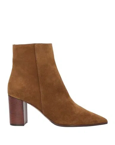 Lorena Paggi Woman Ankle Boots Camel Size 8 Leather In Beige