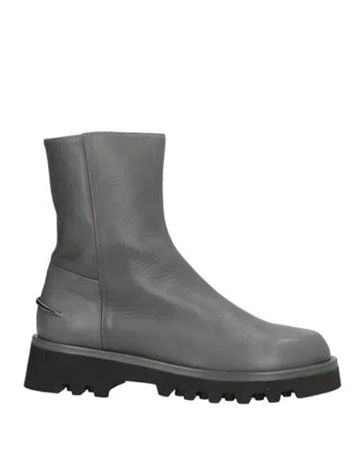 Lorena Paggi Woman Ankle Boots Grey Size 10 Leather In Gray