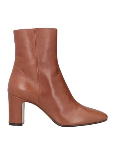 Lorena Paggi Woman Ankle Boots Tan Size 11 Leather In Brown