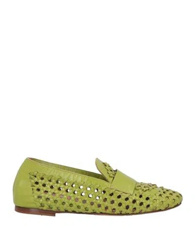 Lorena Paggi Woman Loafers Acid Green Size 11 Goat Skin