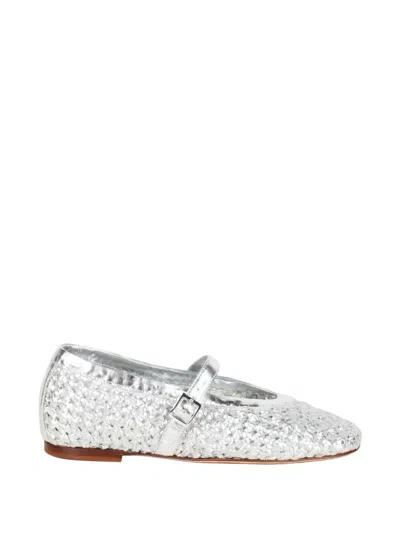 Lorena Paggi Woven Metallic-finish Flat Pumps