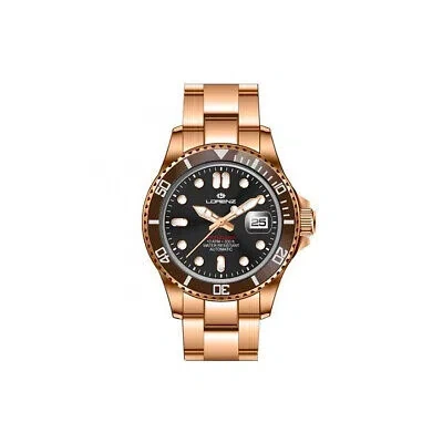 Pre-owned Lorenz Automatic Mens Wristwatch  21065cc Stainless Steel Gold Rose Black Brown