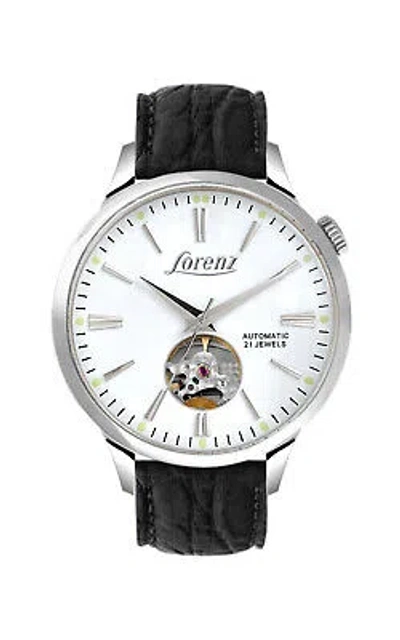 Pre-owned Lorenz Automatic Mens Wristwatch  30224aa Leather Black White