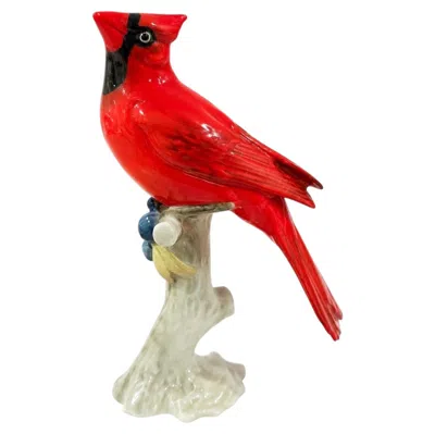 Pre-owned Lorenz Hutschenreuther Mid-century Modern Hutschenreuther Porcelain Cardinal Bird Figurine In Red