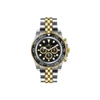 Pre-owned Lorenz Mens Wristwatch  26167ee Chrono Stainless Steel Golden Black