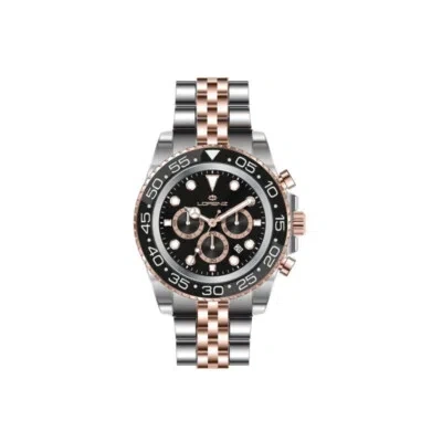 Pre-owned Lorenz Mens Wristwatch  26167ff Chrono Stainless Steel Gold Rose Black