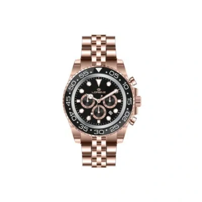 Pre-owned Lorenz Mens Wristwatch  26167hh Chrono Stainless Steel Gold Rose Black