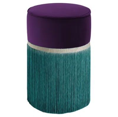 Pre-owned Lorenza Bozzoli Design Decò Couture Geometric Purple And Green Ottoman