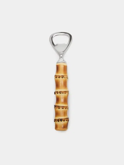 Lorenzi Milano Bamboo Bottle Opener  Abask Luxury Gift In Brown